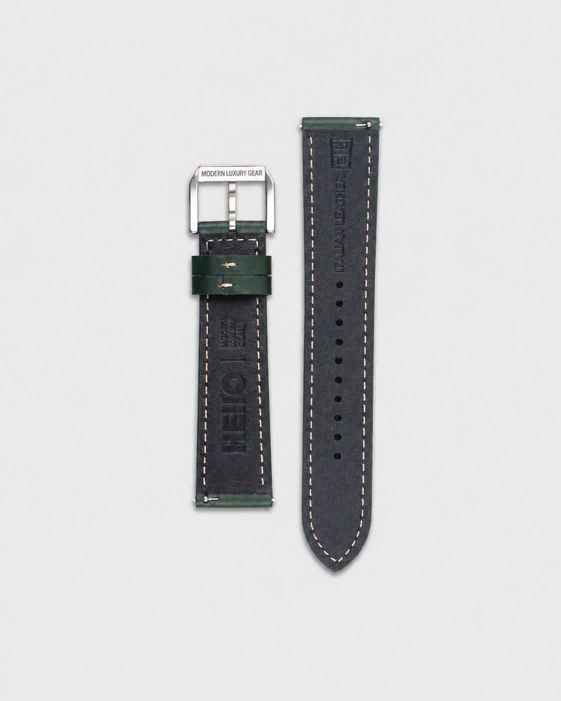 Forest Trail__Premium Italian leather watch strap in Green available in sizes 18mm, 19mm, 20mm, 21mm & 22mm by Hello EDC
