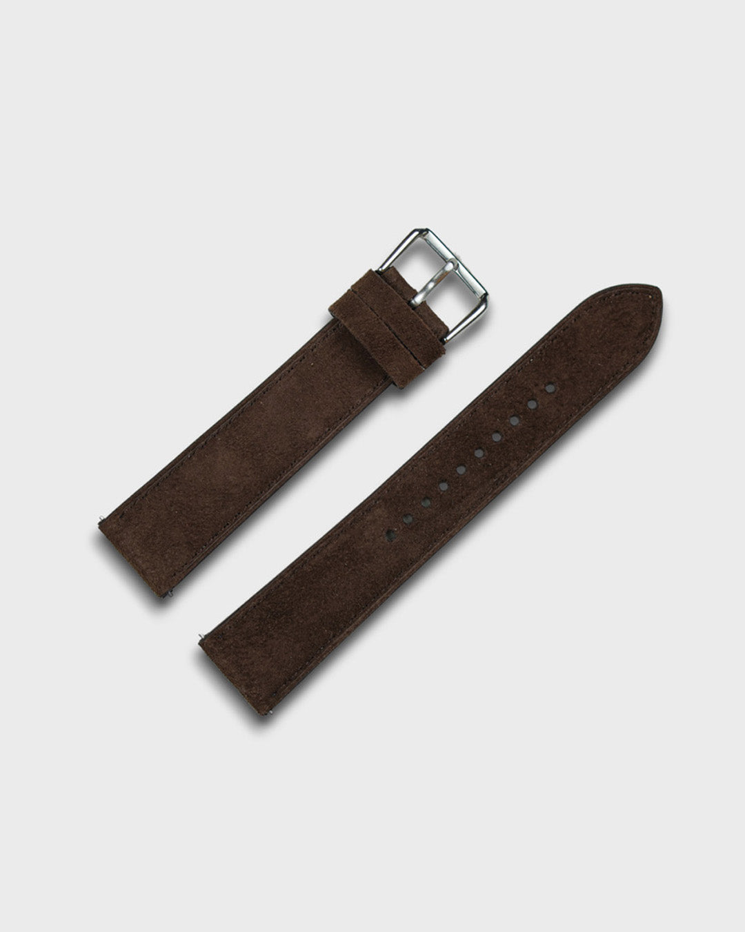 Wet Earth__Premium Watch Strap in Goat Suede leather Brown Colour with Silver Buckle