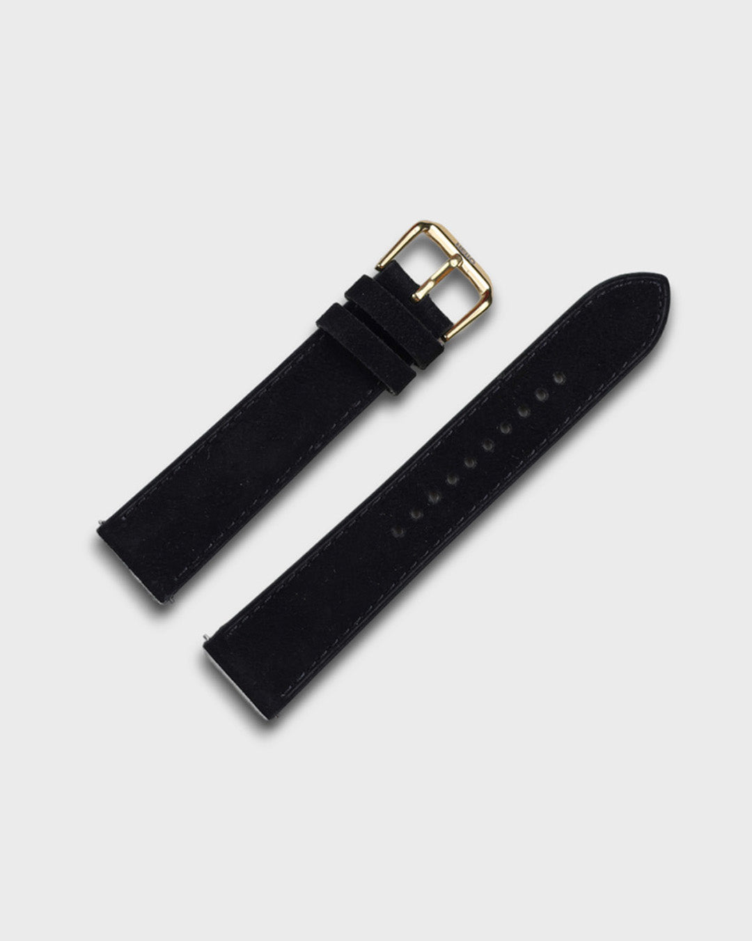 Winter Night__Premium Watch Strap in Goat Suede leather Black Colour with Gold SS Finish Buckle