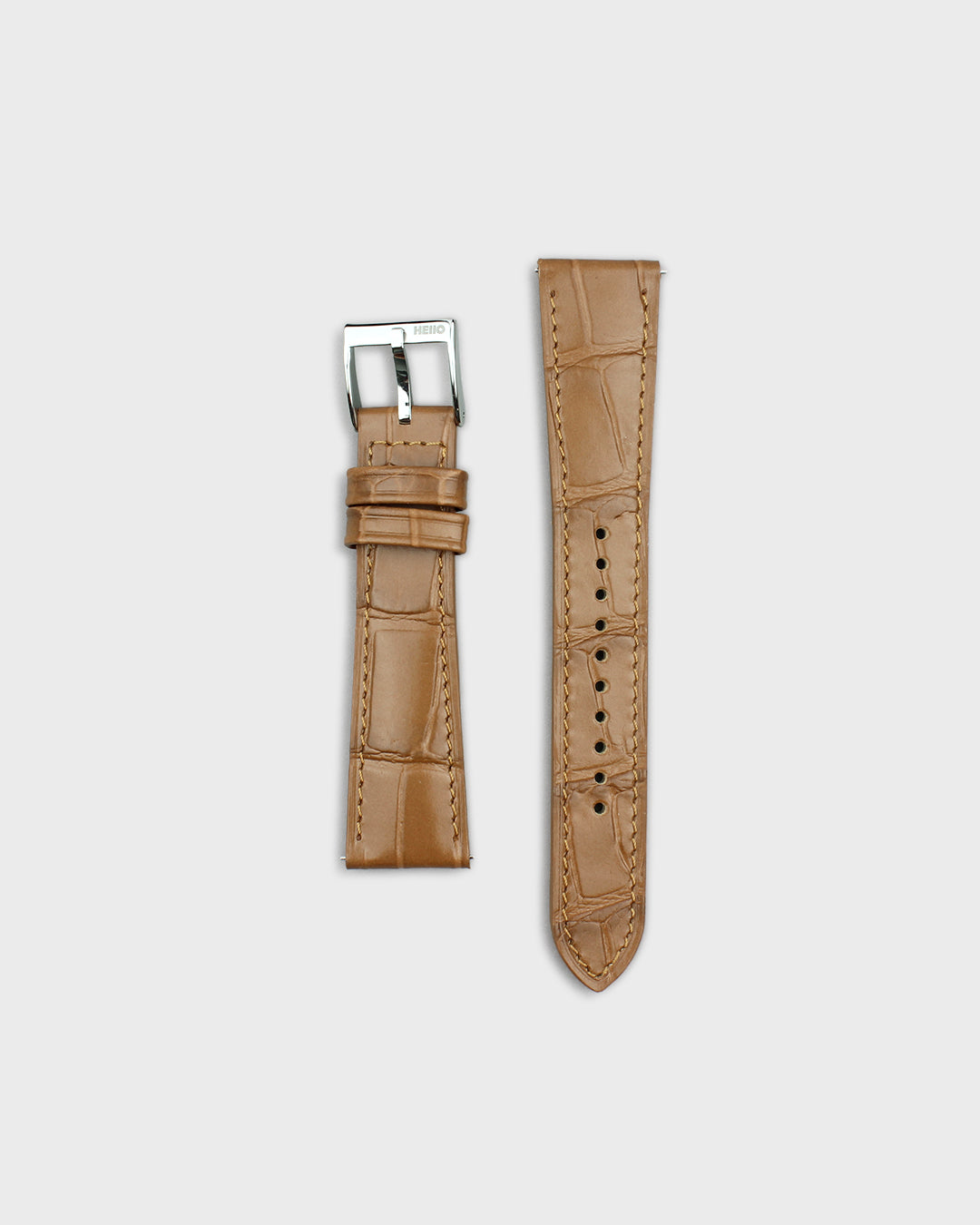 Deep Fawn (Tan)__Croc Print Italian Leather Watch Strap in Dull Tan colour for Luxury Dress Watches Lug width sizes : 18mm, 19mm, 20mm, 22mm