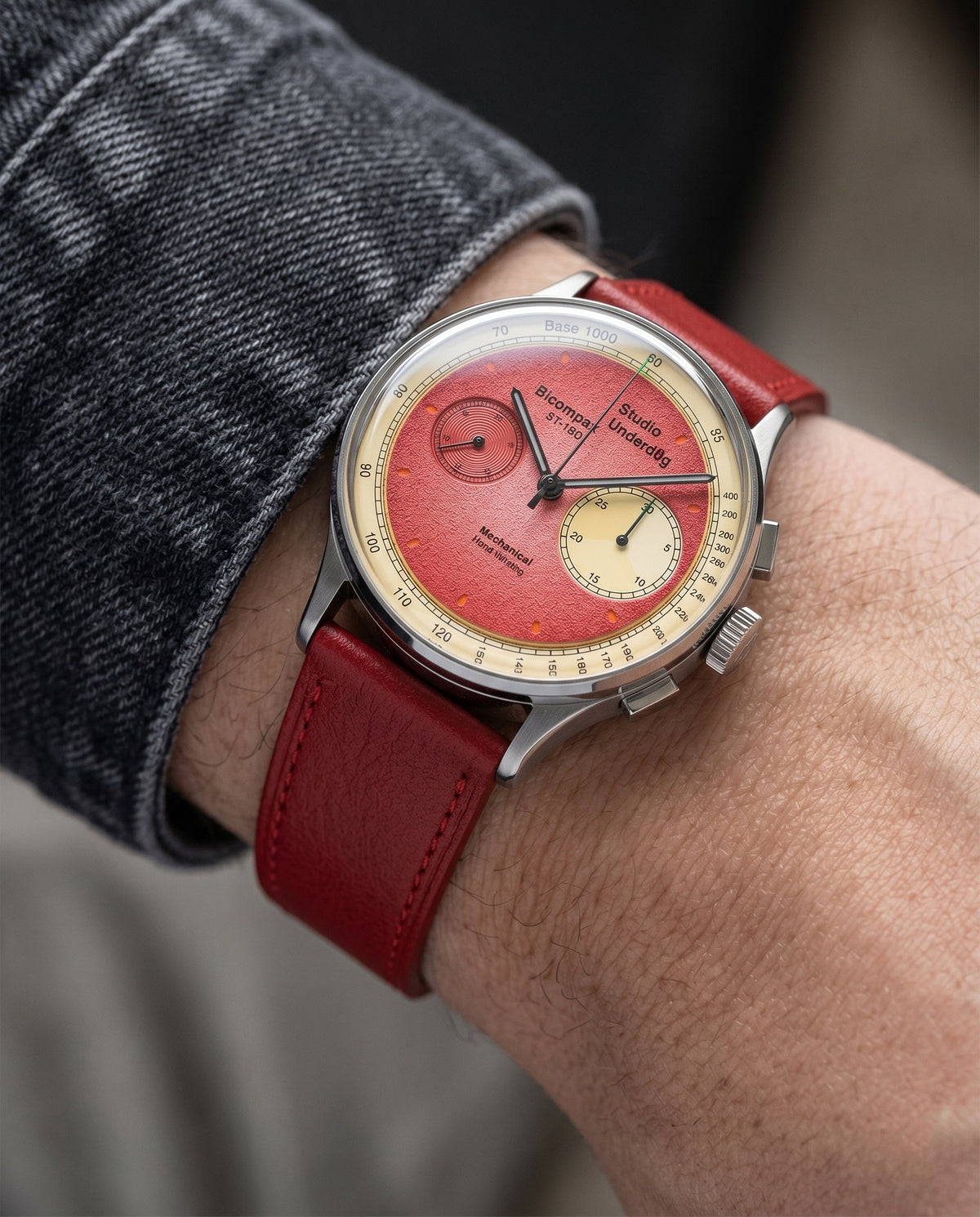 Ember (Red)__Premium Italian Napa Leather Watch strap by Hello EDC in Red 18mm, 20mm & 22mm lug width sizes with FLEXA keeper system.