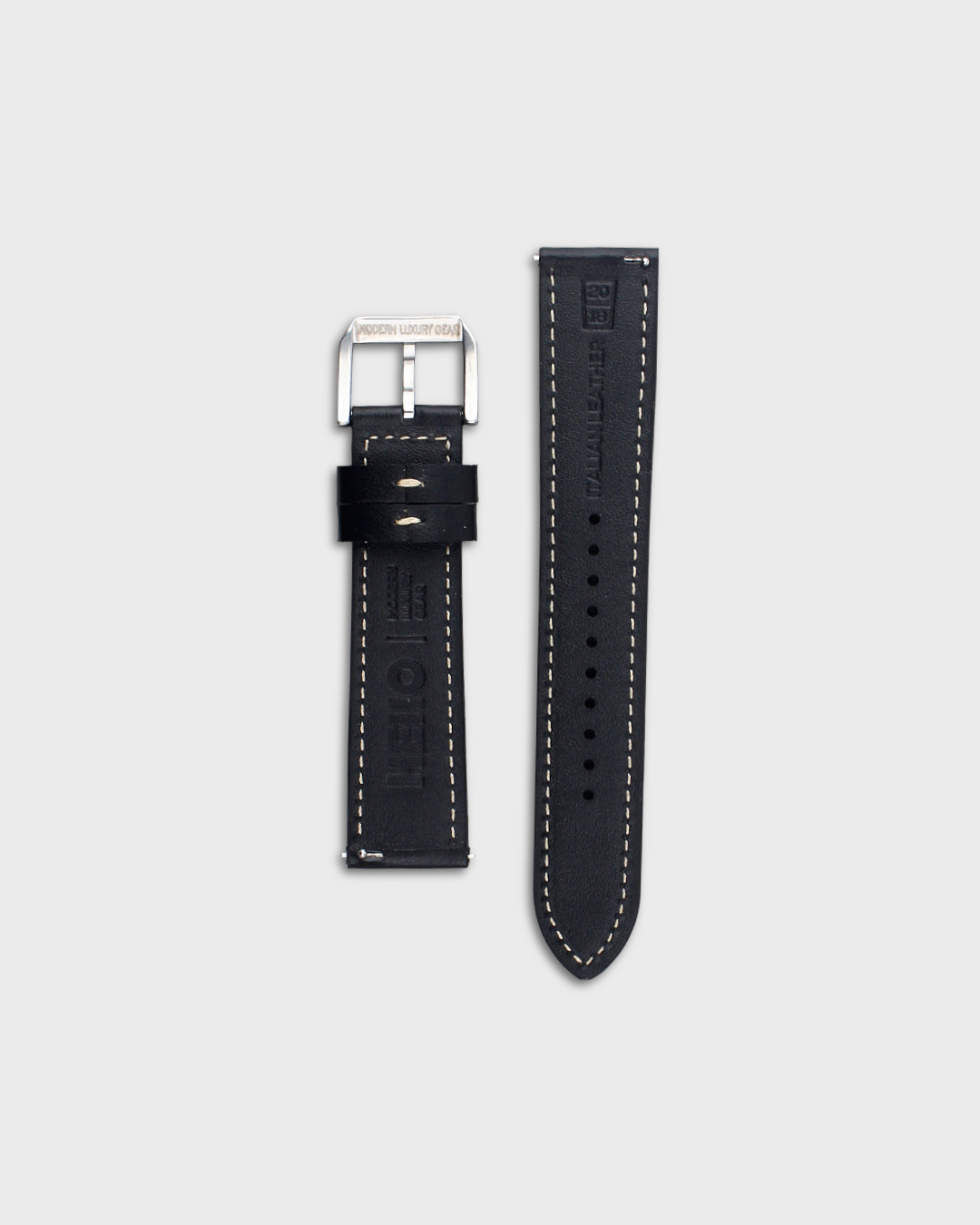 Iron Shell__Premium Italian leather watch strap in Black available in sizes 18mm, 19mm, 20mm, 21mm & 22mm by Hello EDC
