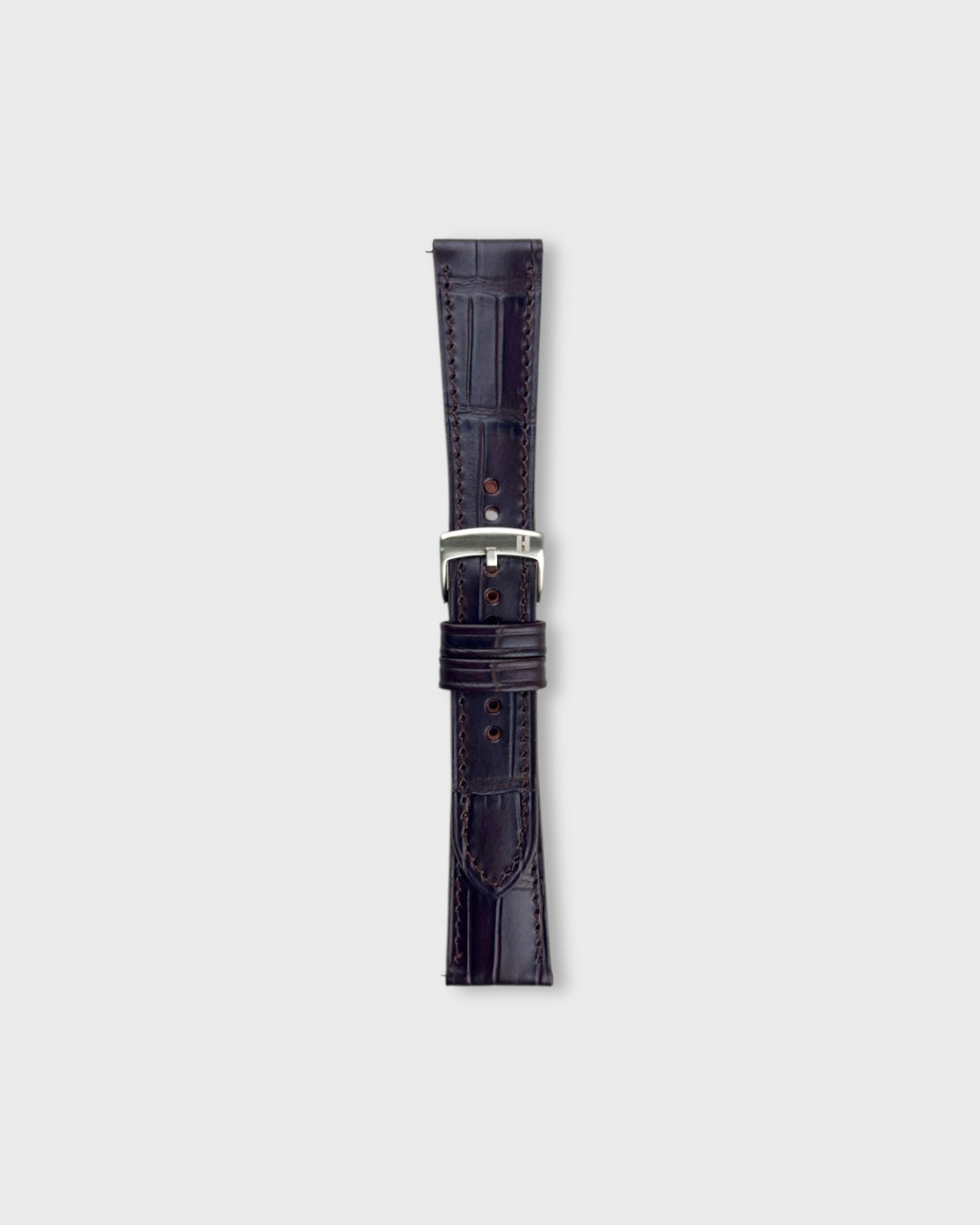 Rich Espresso__Croc Print Italian Leather Watch Strap in dark brown colour for Luxury Dress Watches Lug width sizes : 18mm, 19mm, 20mm, 22mm