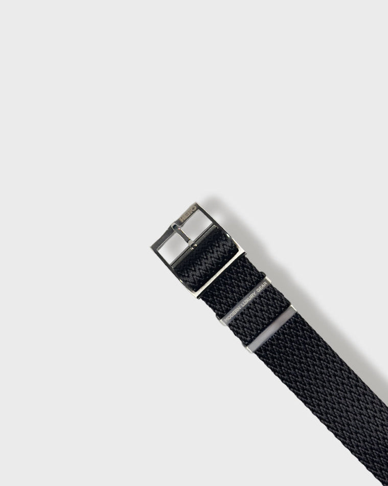 Blacktip Shark__ Premium Black colored Sharktooth pattern nylon NATO Watch strap in sizes 20mm, 22mm