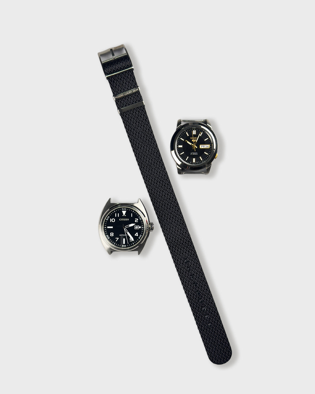 Blacktip Shark__ Premium Black colored Sharktooth pattern nylon NATO Watch strap in sizes 20mm, 22mm