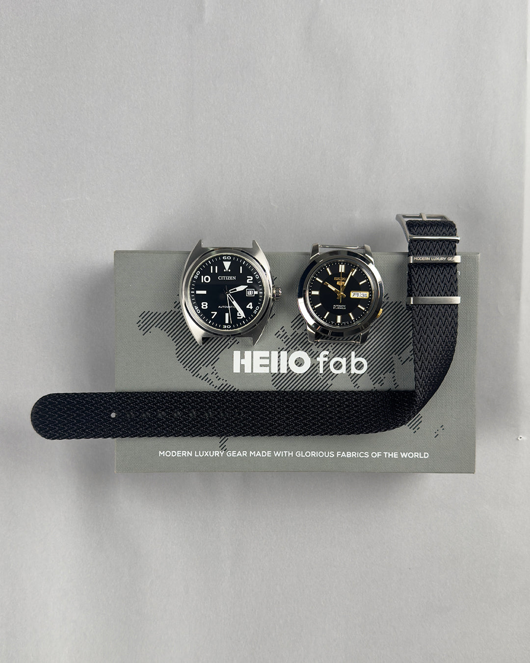 Blacktip Shark__ Premium Black colored Sharktooth pattern nylon NATO Watch strap in sizes 20mm, 22mm