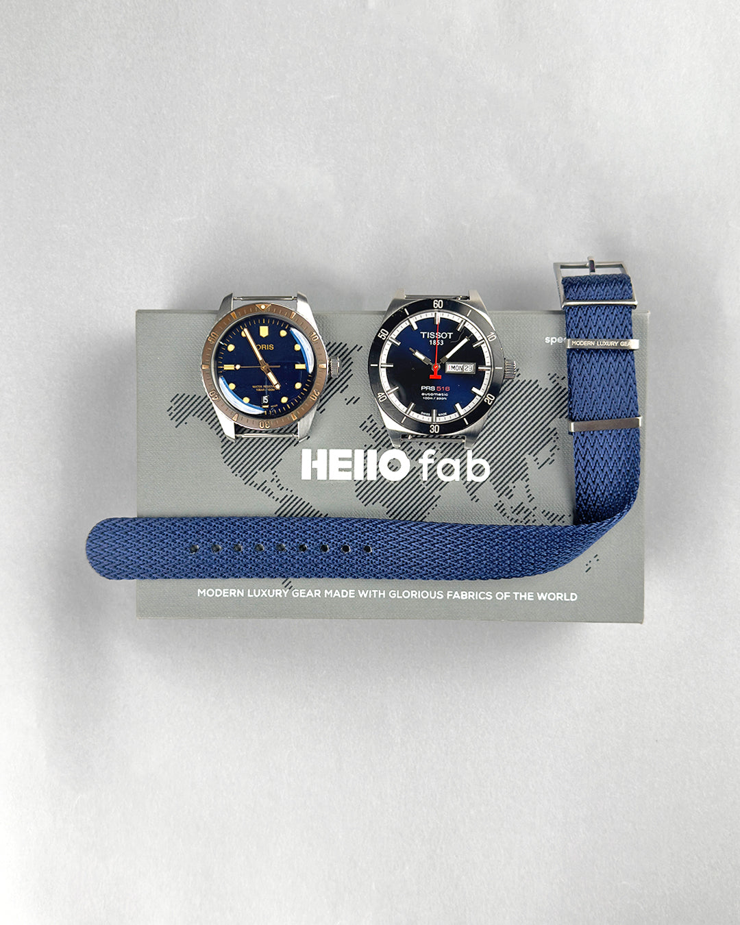 Mako Shark__ Nylon NATO watch strap Sharktooth Pattern Solid Navy Blue 20mm to 22mm size