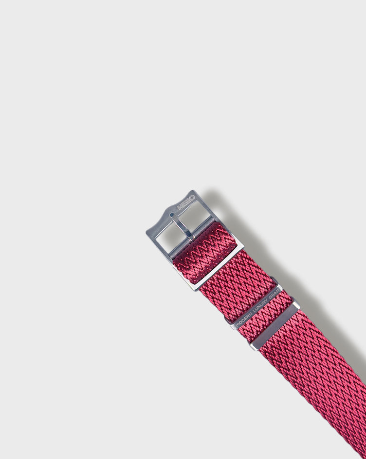 Redtail Shark__ Red coloured NATO nylon fabric Sharktooth pattern watch strap