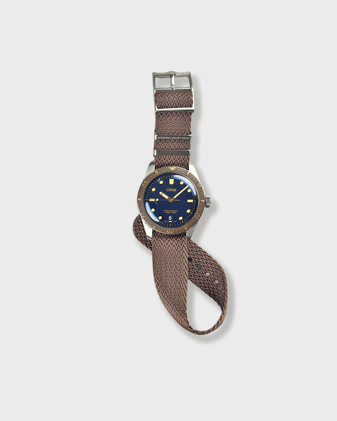 Sandbar Shark__Premium Brown colored Sharktooth pattern nylon NATO Watch strap in sizes 20mm, 22mm. 100% Vegan watch strap