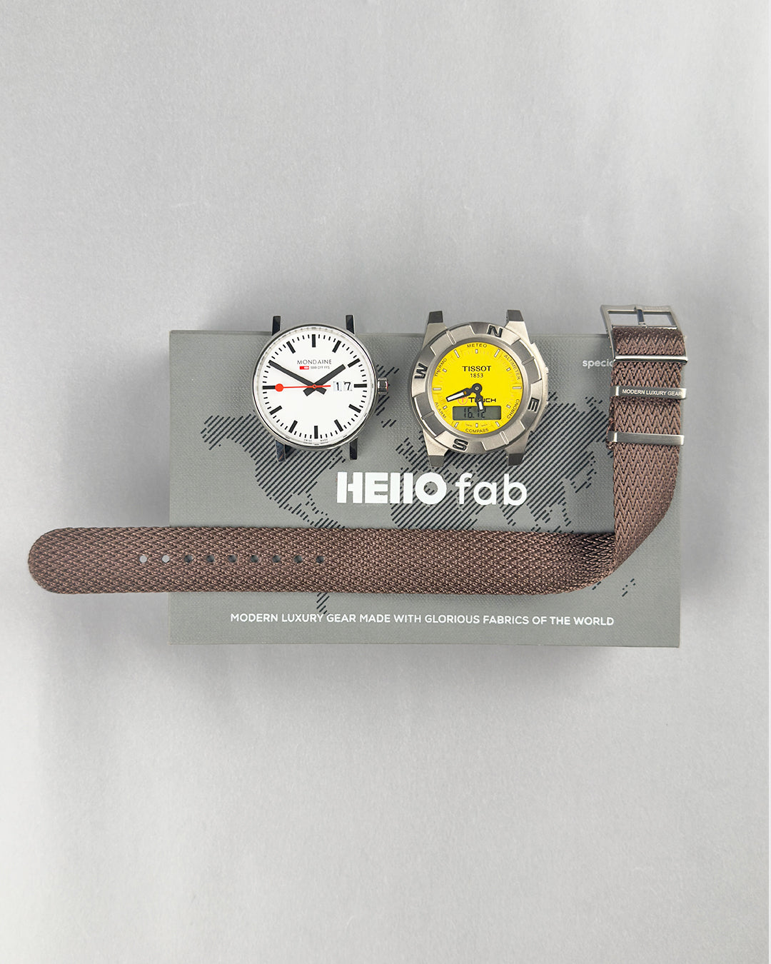Sandbar Shark__Premium Brown colored Sharktooth pattern nylon fabric NATO Watch strap in sizes 20mm, 22mm. 100% Vegan watch strap