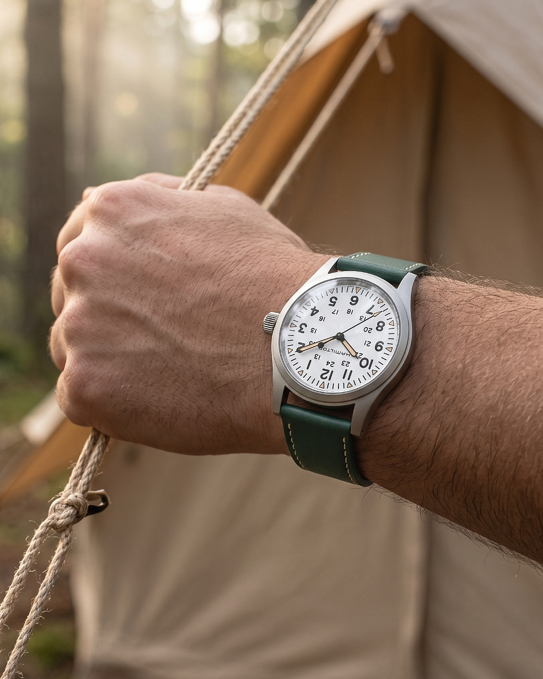 Forest Trail__Premium Italian leather watch strap in Green available in sizes 18mm, 19mm, 20mm, 21mm & 22mm by Hello EDC
