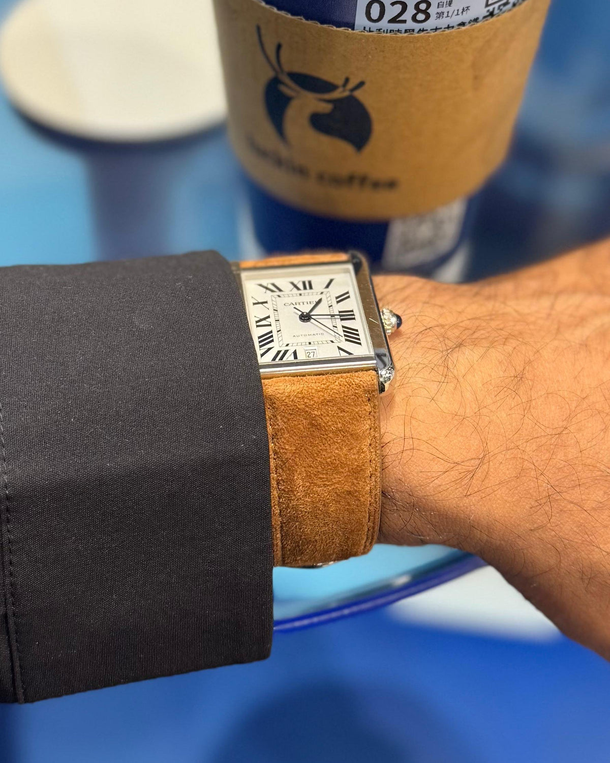 Dusky Dune__Cartier Tank Suede Italian Leather Watch Strap for Cartier Tank in 18mm, 19mm, 20mm, 21mm, 22mm